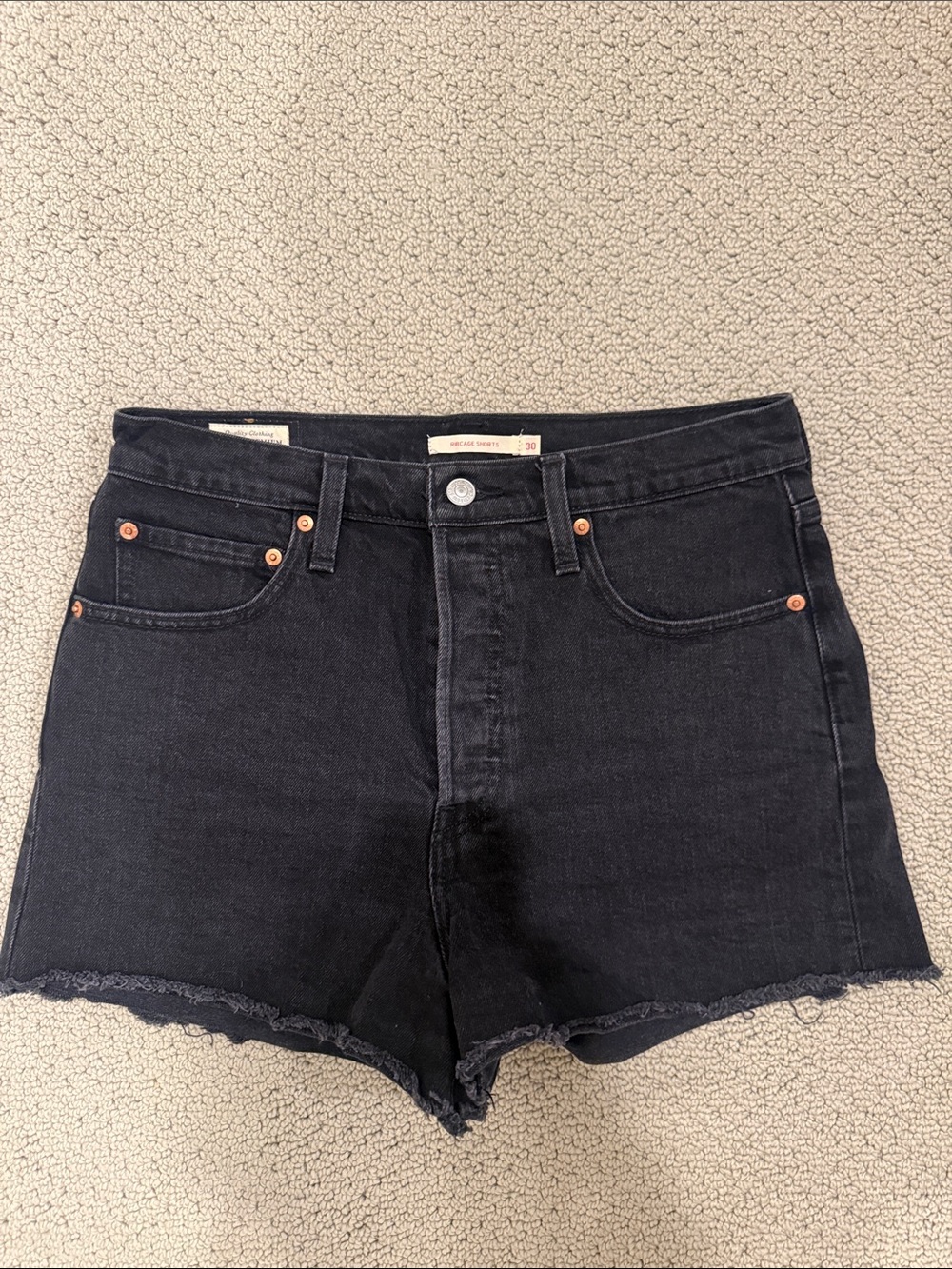 Levi's Black High-Rise Cutoff Denim Shorts
